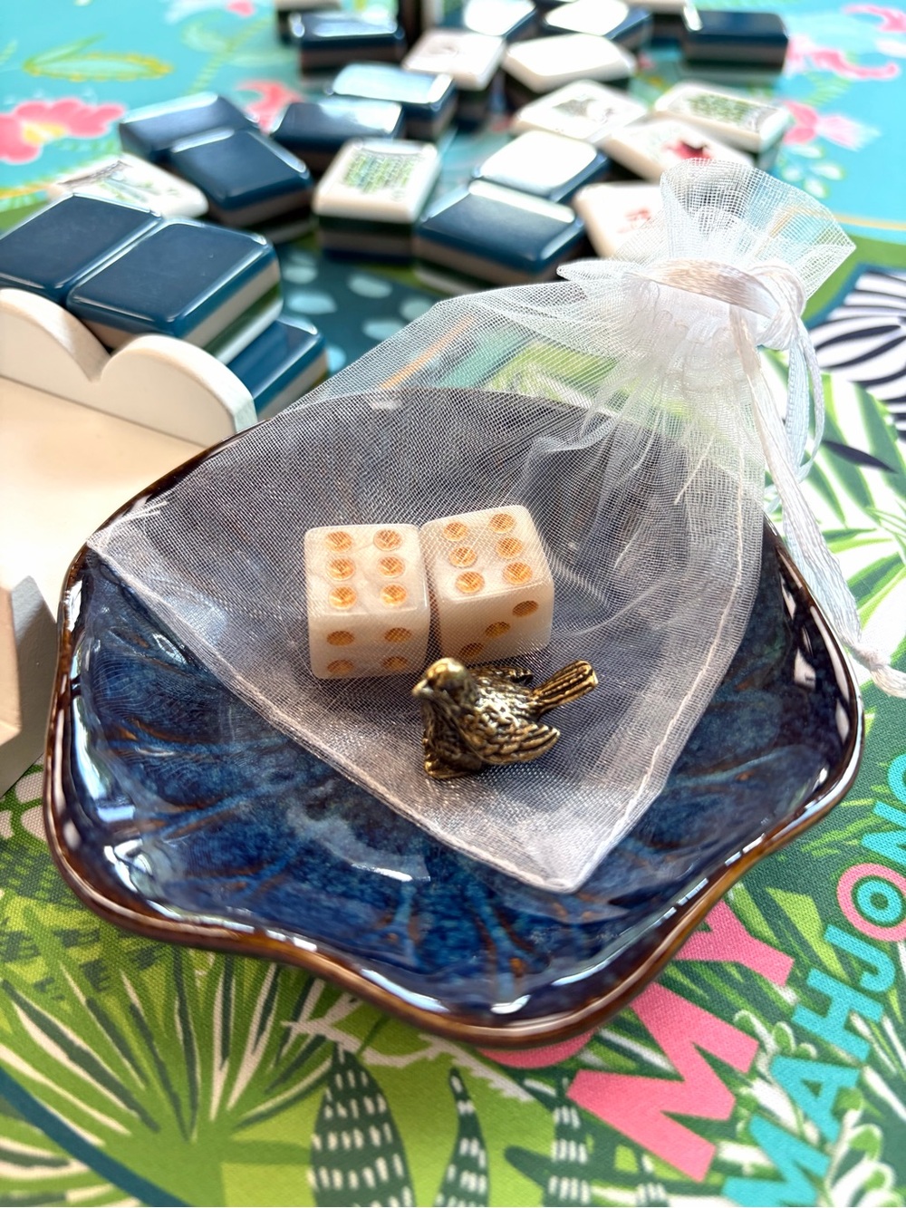 Mahjong Dice Dish, Pearly Dice and Lucky Sparrow 🐦‍⬛🀄️🙌
